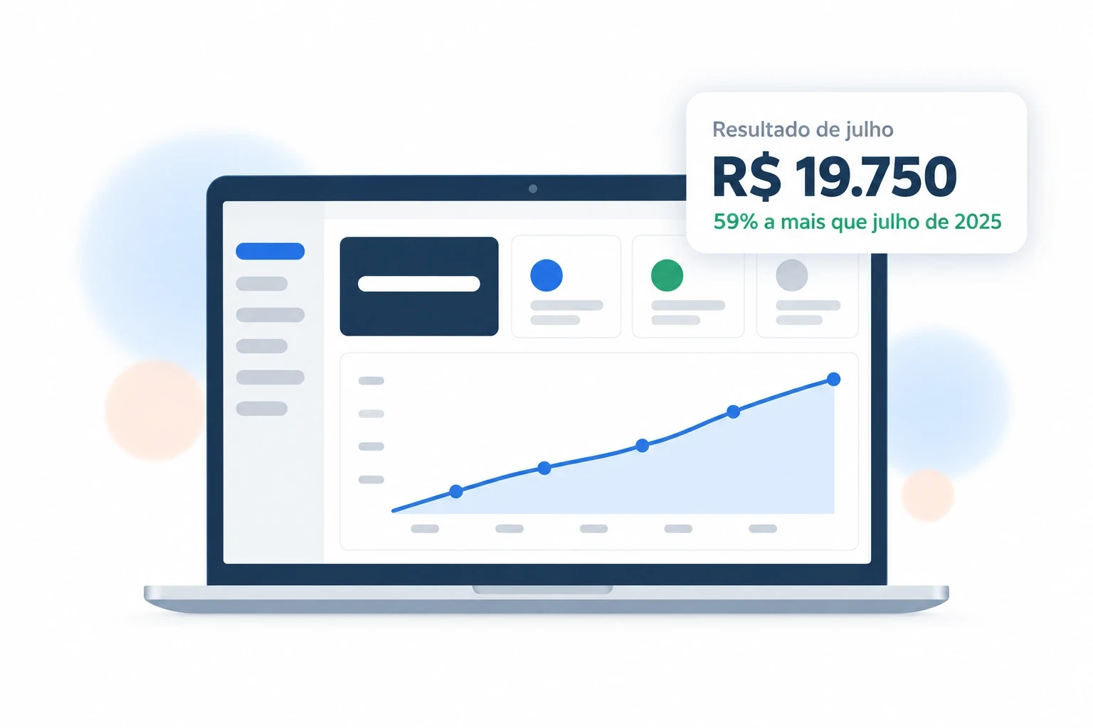 Home: O resultado do mês na primeira tela.